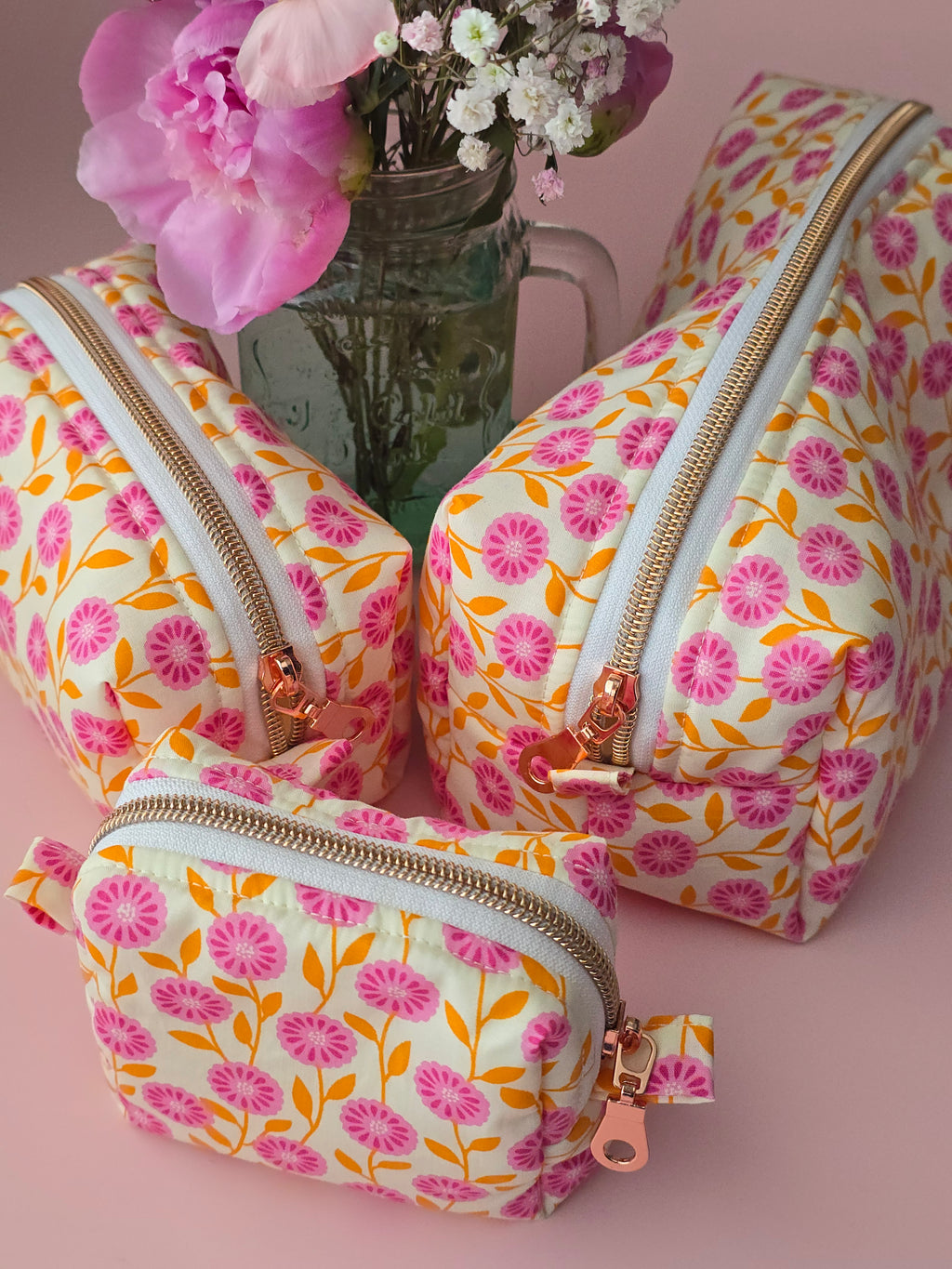 Floral Makeup Pouch Set