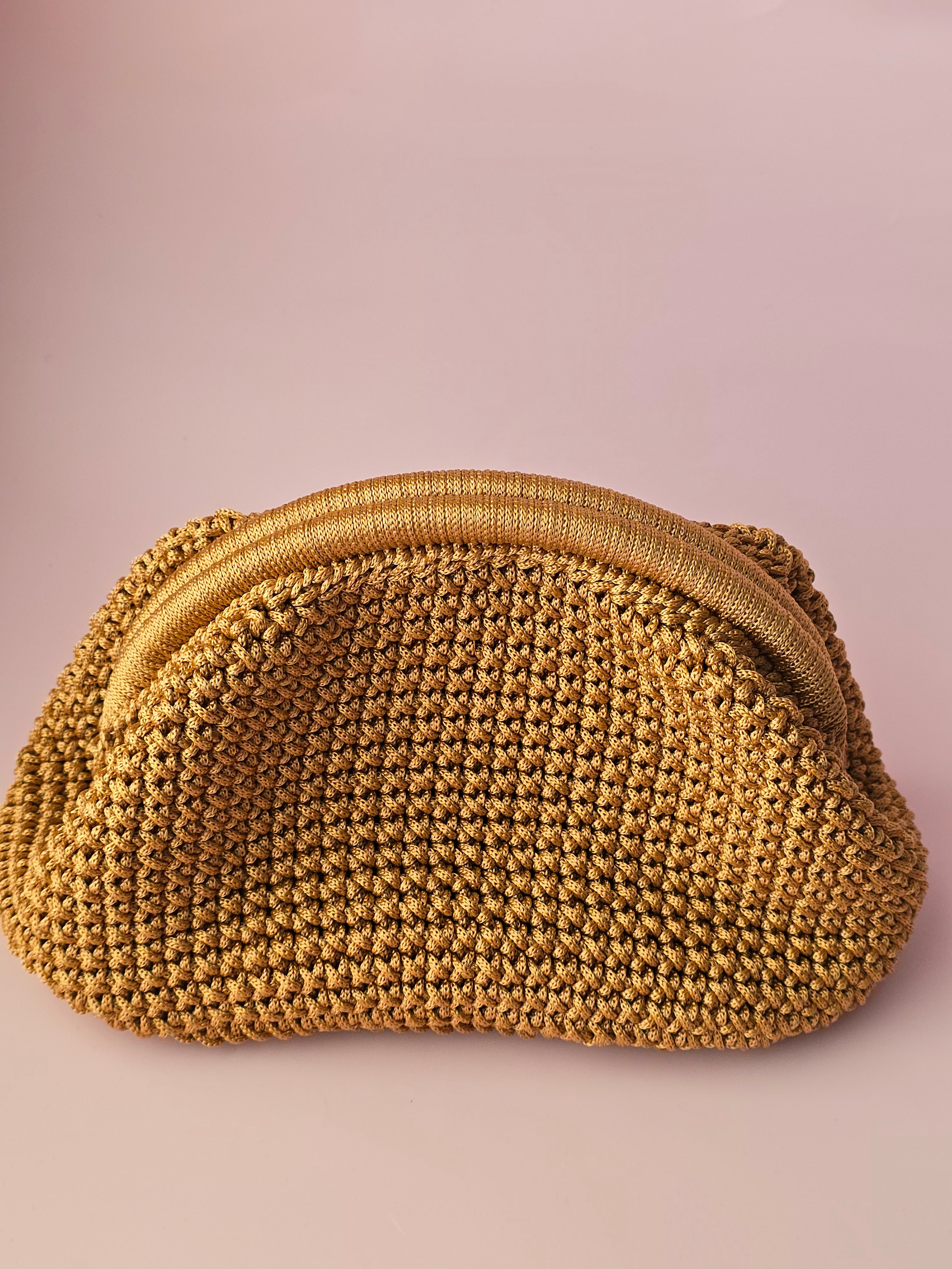 Handmade Crochet Clutch Bag – Camel Brown