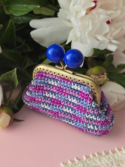 Blue Blossom Crochet Coin Purse