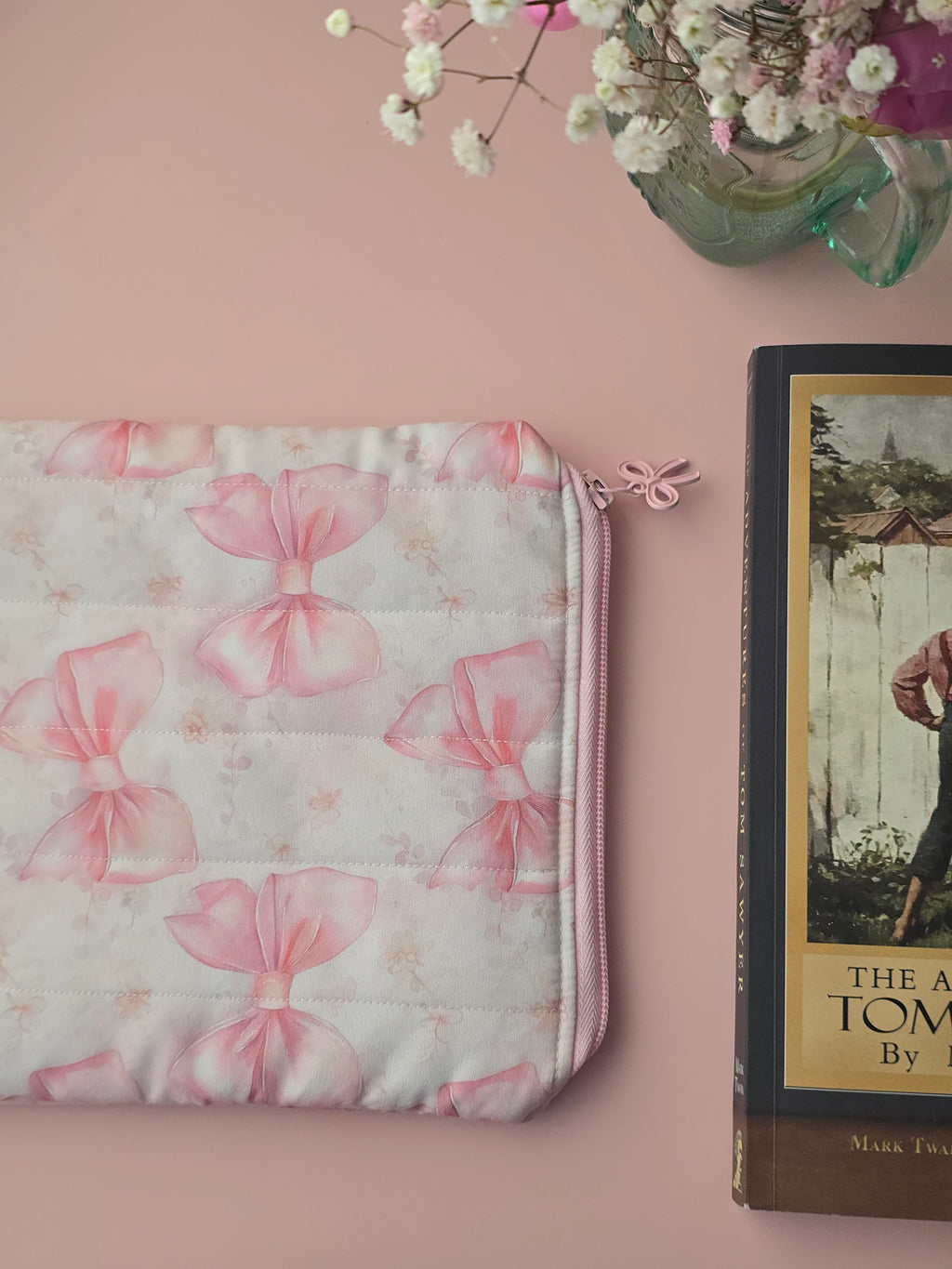 Quilted Pink Bow Book & Tablet Sleeve