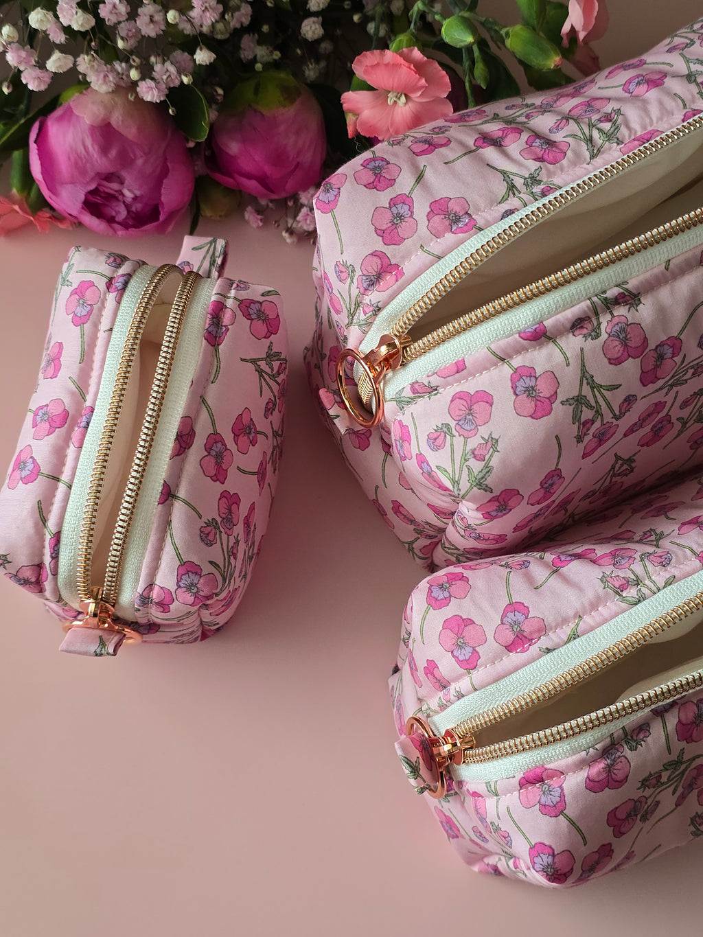 Pink Blossom Zipper Pouch Set 🌸