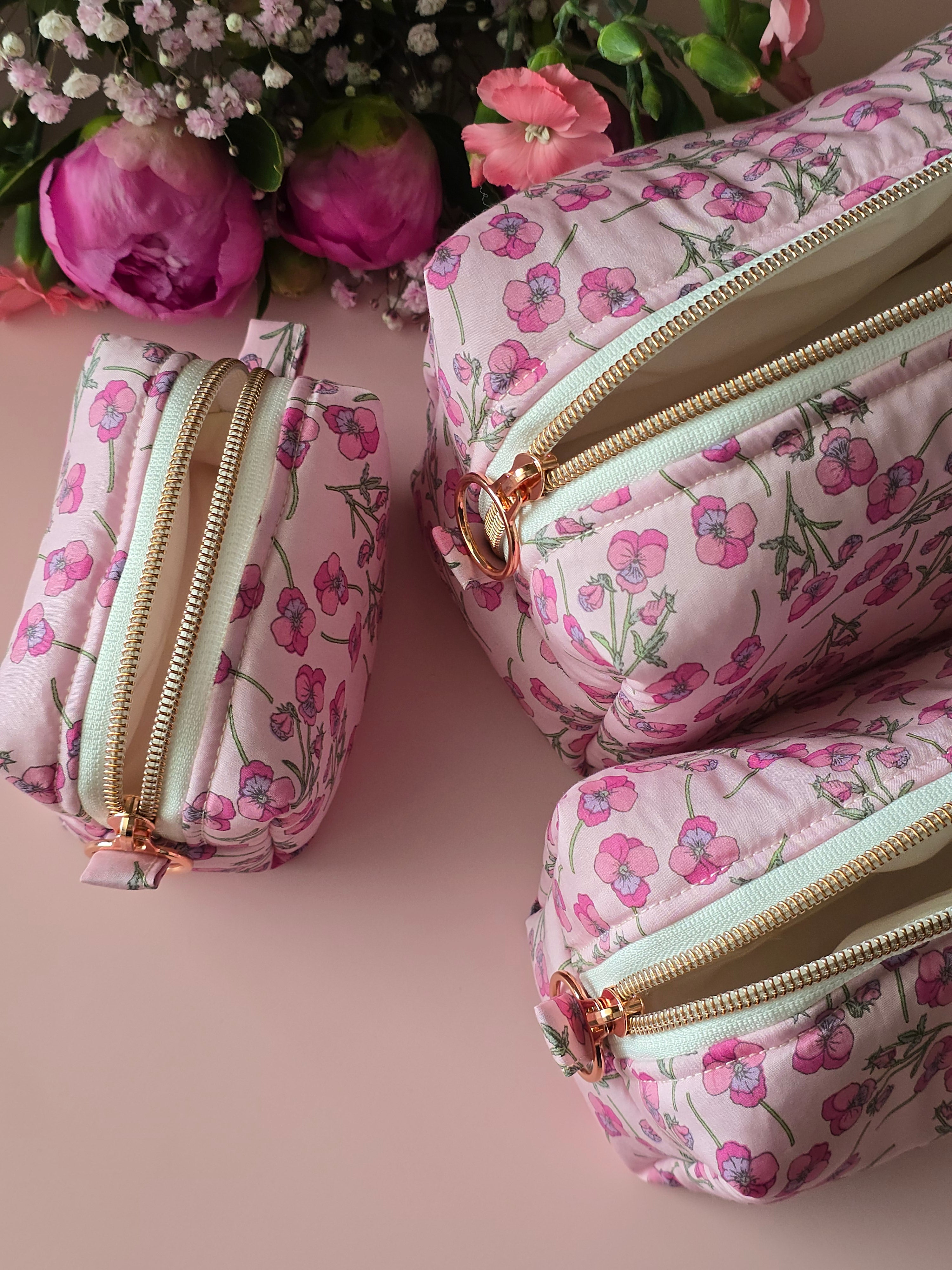 Pink Blossom Zipper Pouch Set 🌸