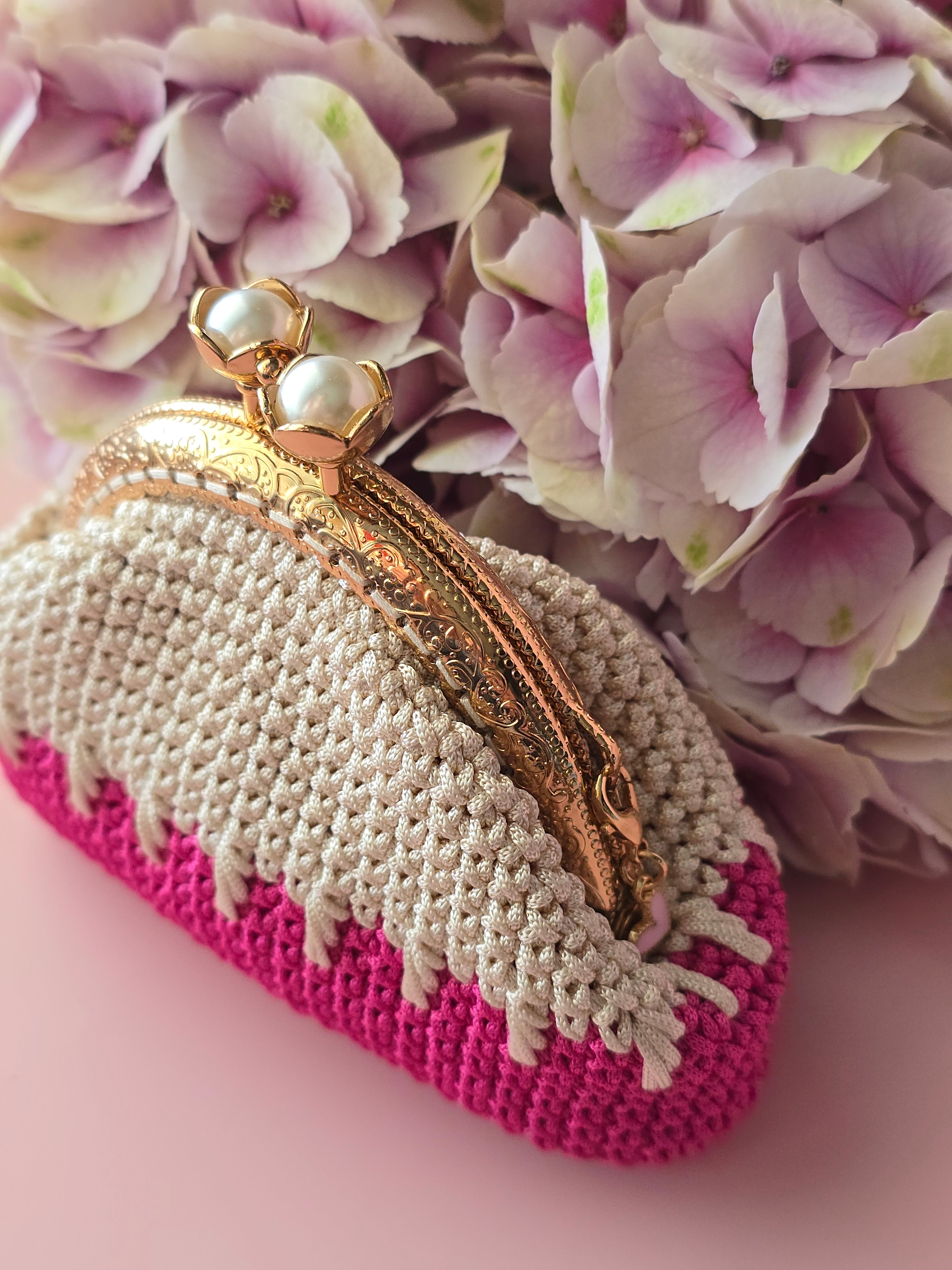 Crochet Coin Purse with Pearl Clasp