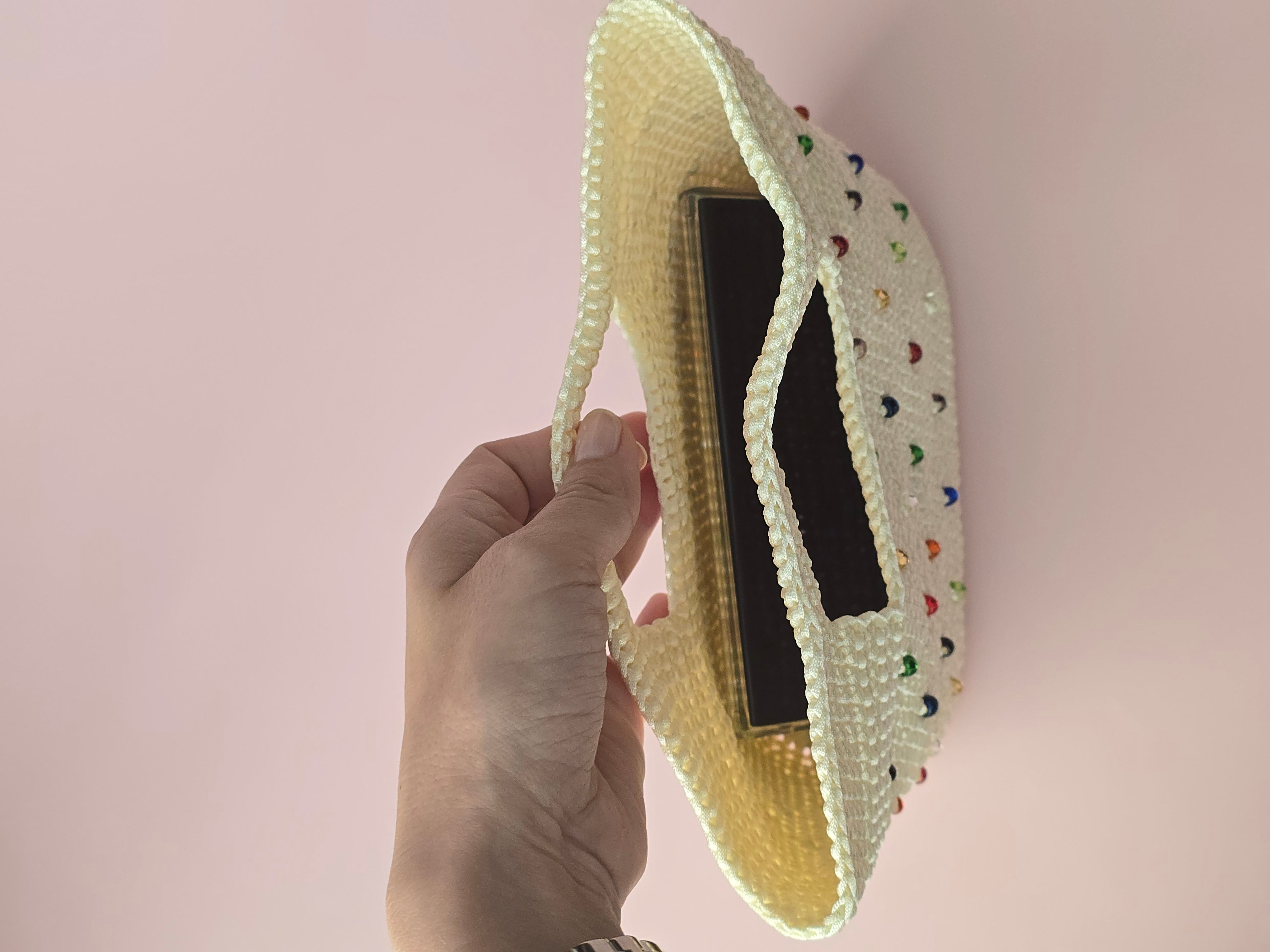Handmade Crochet Beaded Tote Bag – Cream Summer Handbag