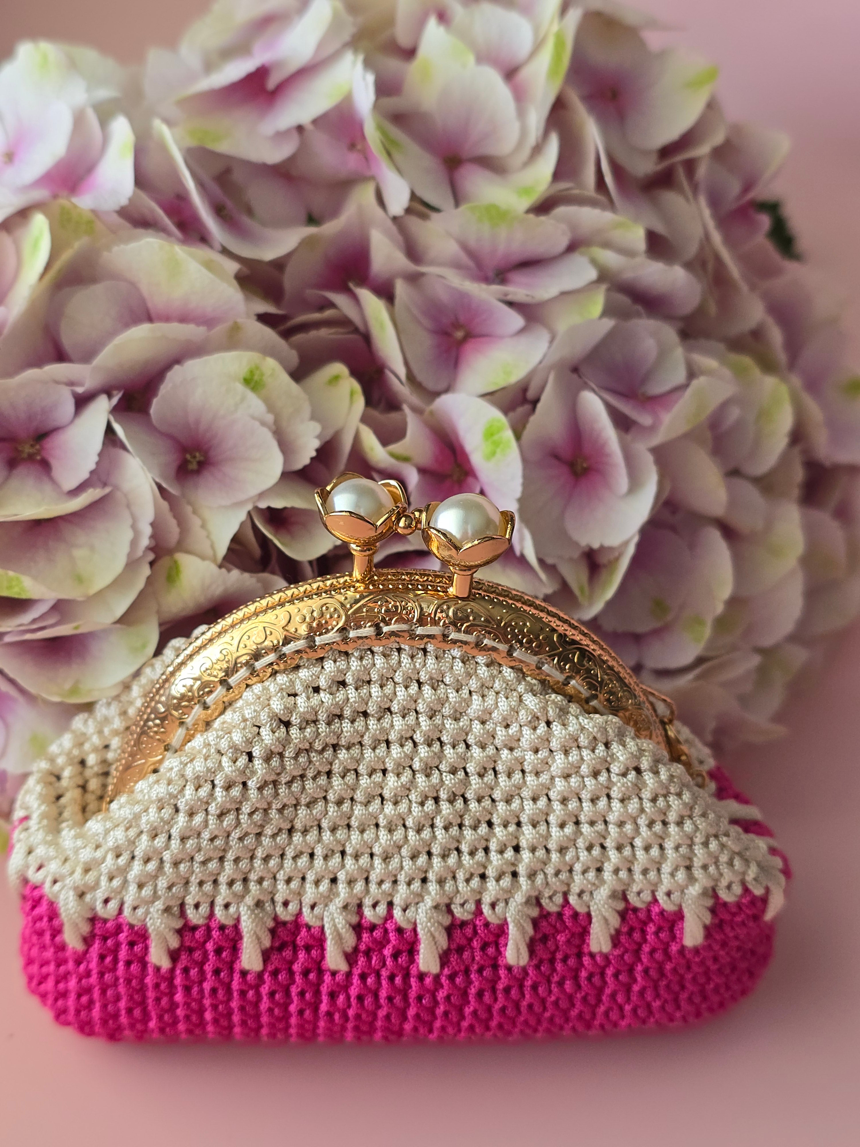 Crochet Coin Purse with Pearl Clasp