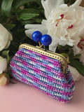 Large Crochet Coin Purse with Blue Clasp