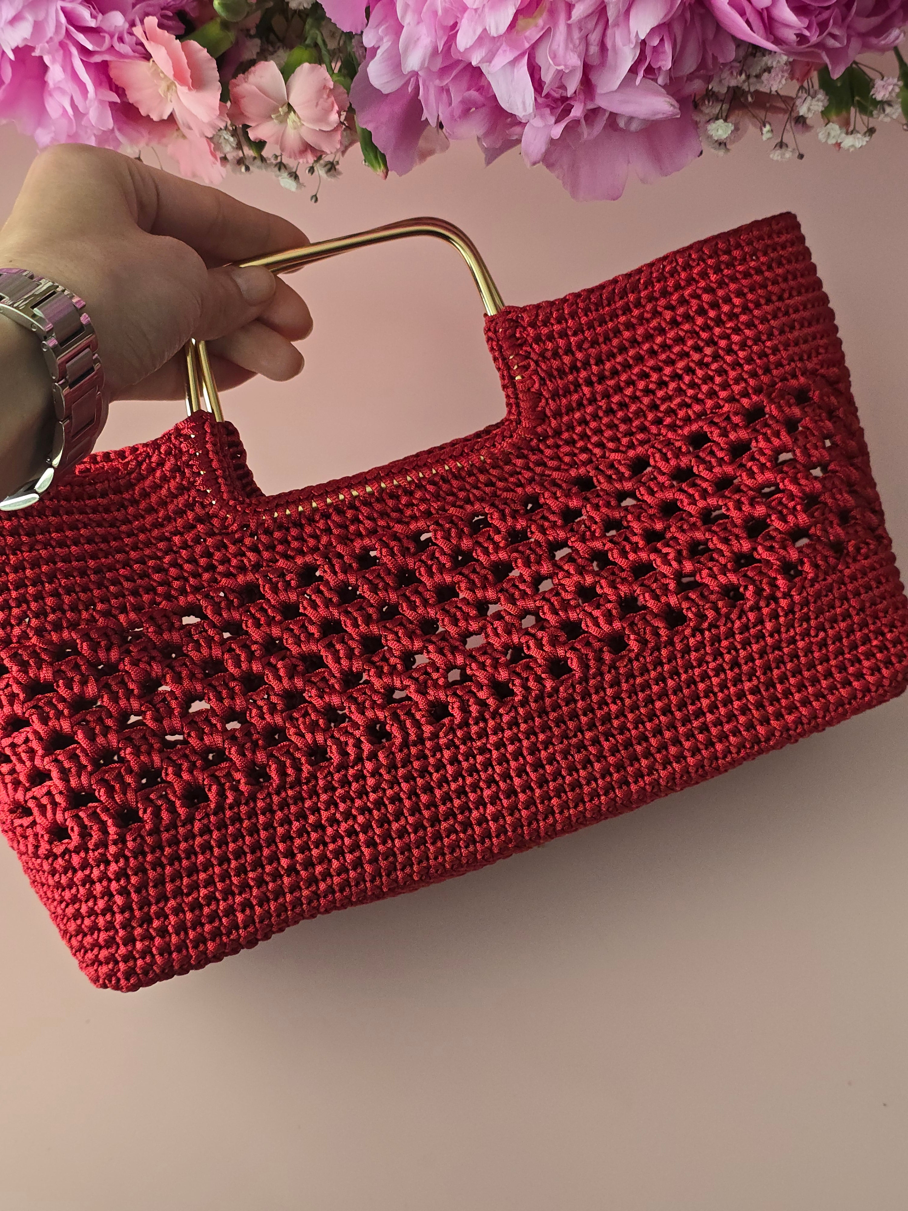 Ruby Red Crochet Handbag