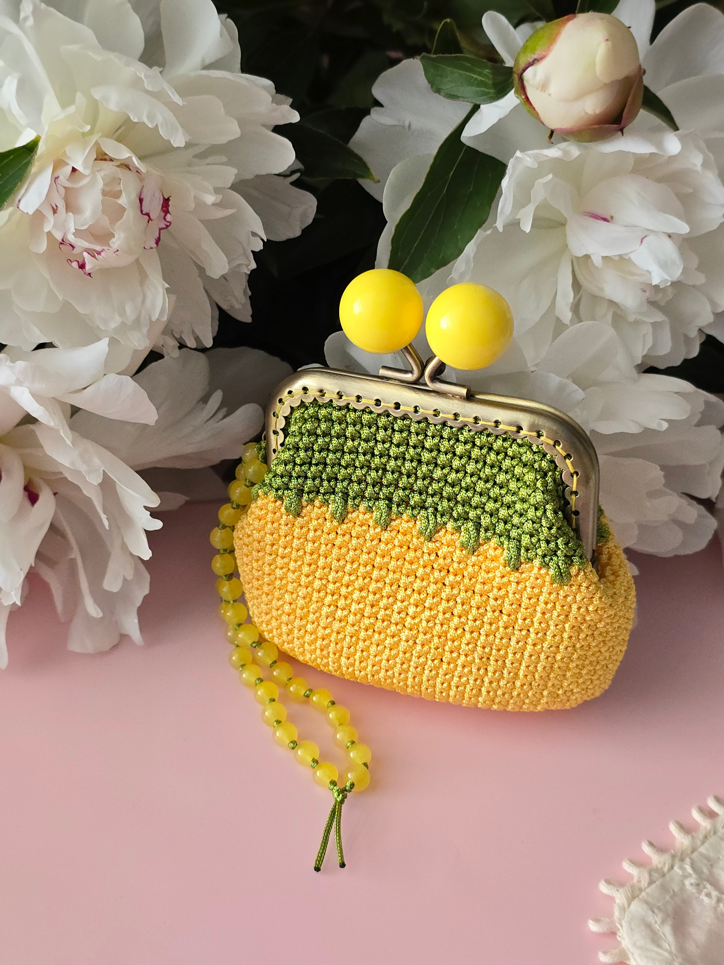 Lemon Drop Crochet Coin Purse