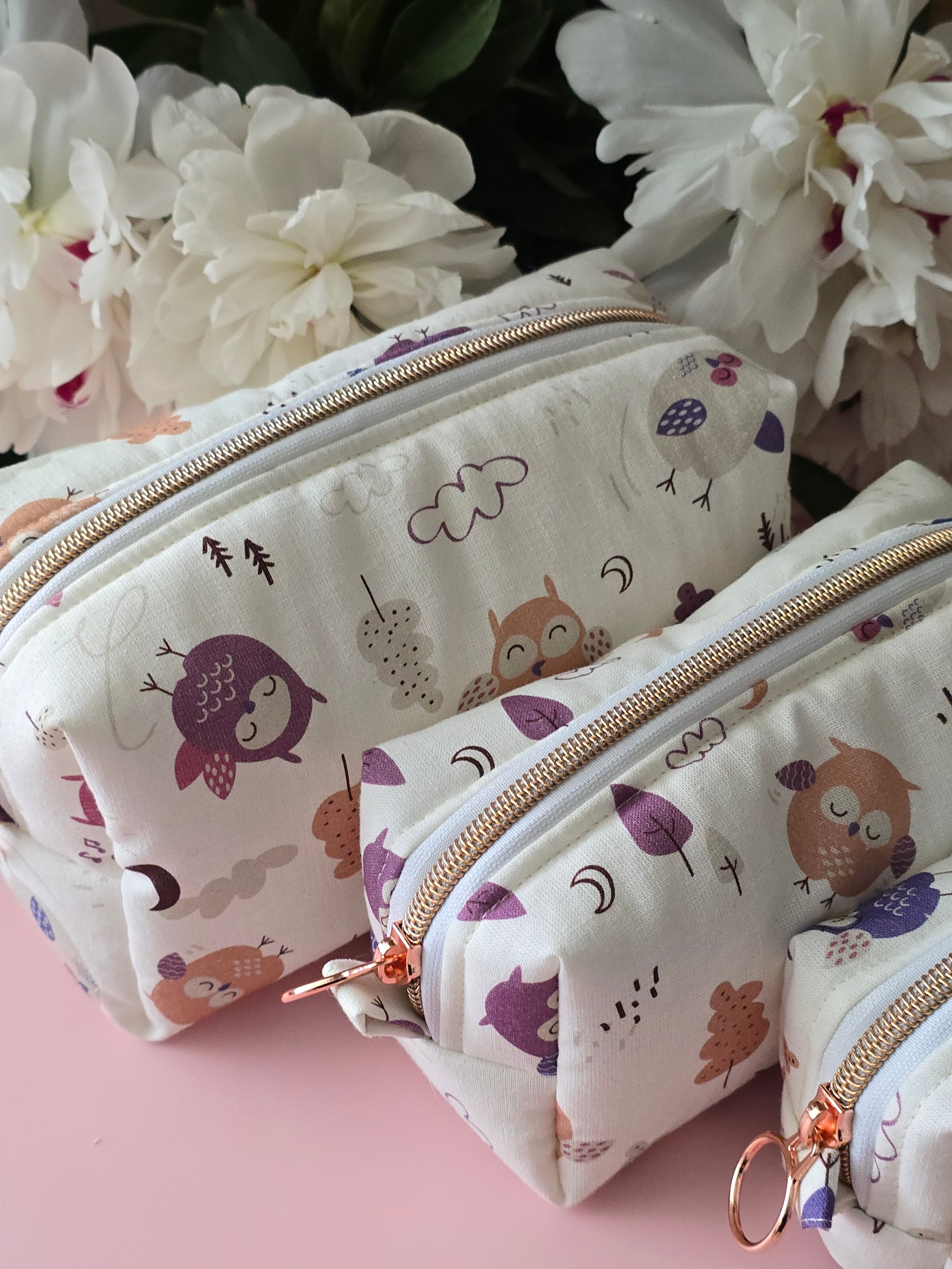 Cute Owl Cosmetic Bag Set