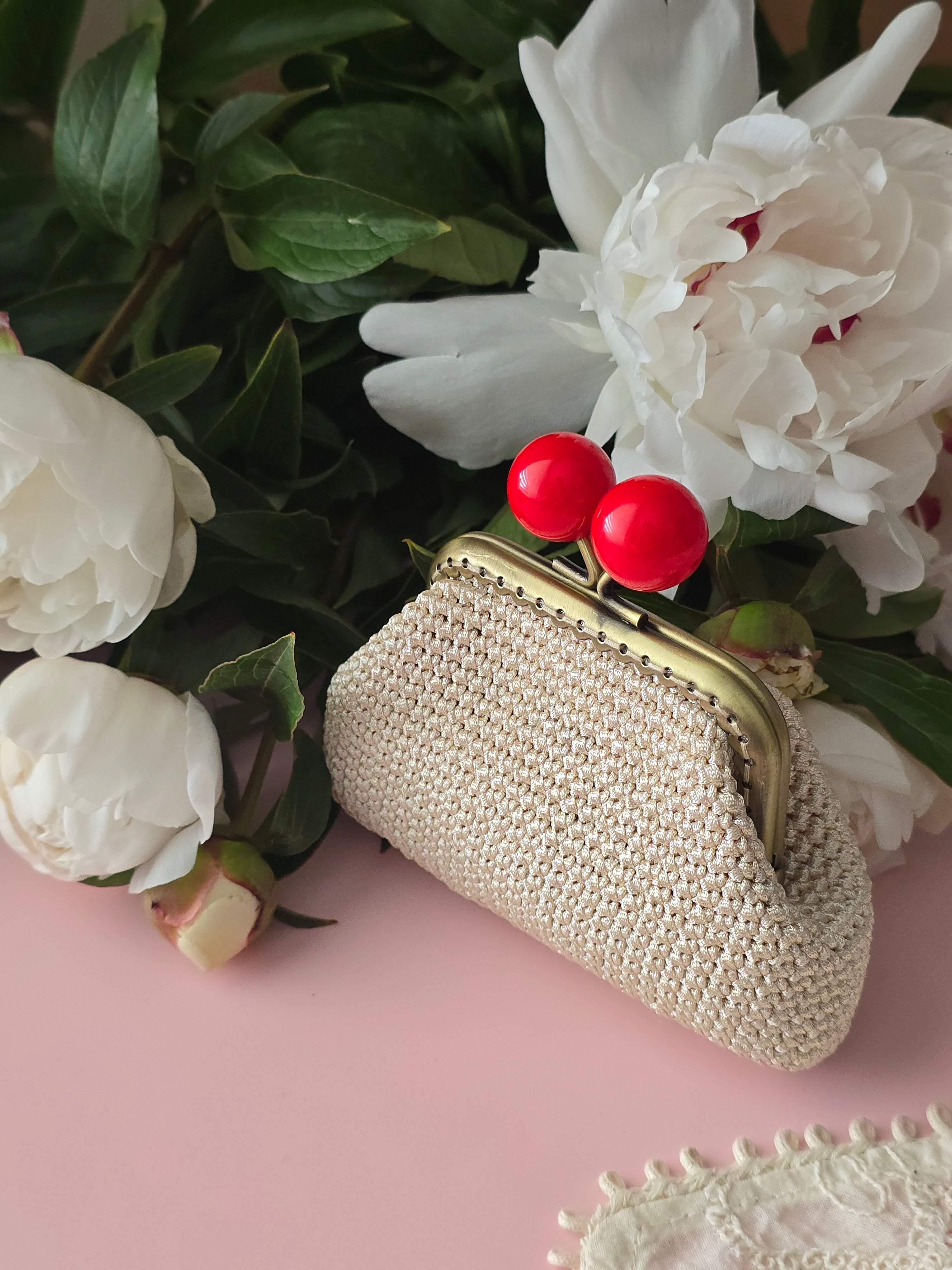 Crochet Frame Wallet with Cherry Clasp