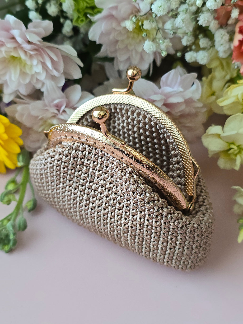 Golden Sand Crochet Coin Purse