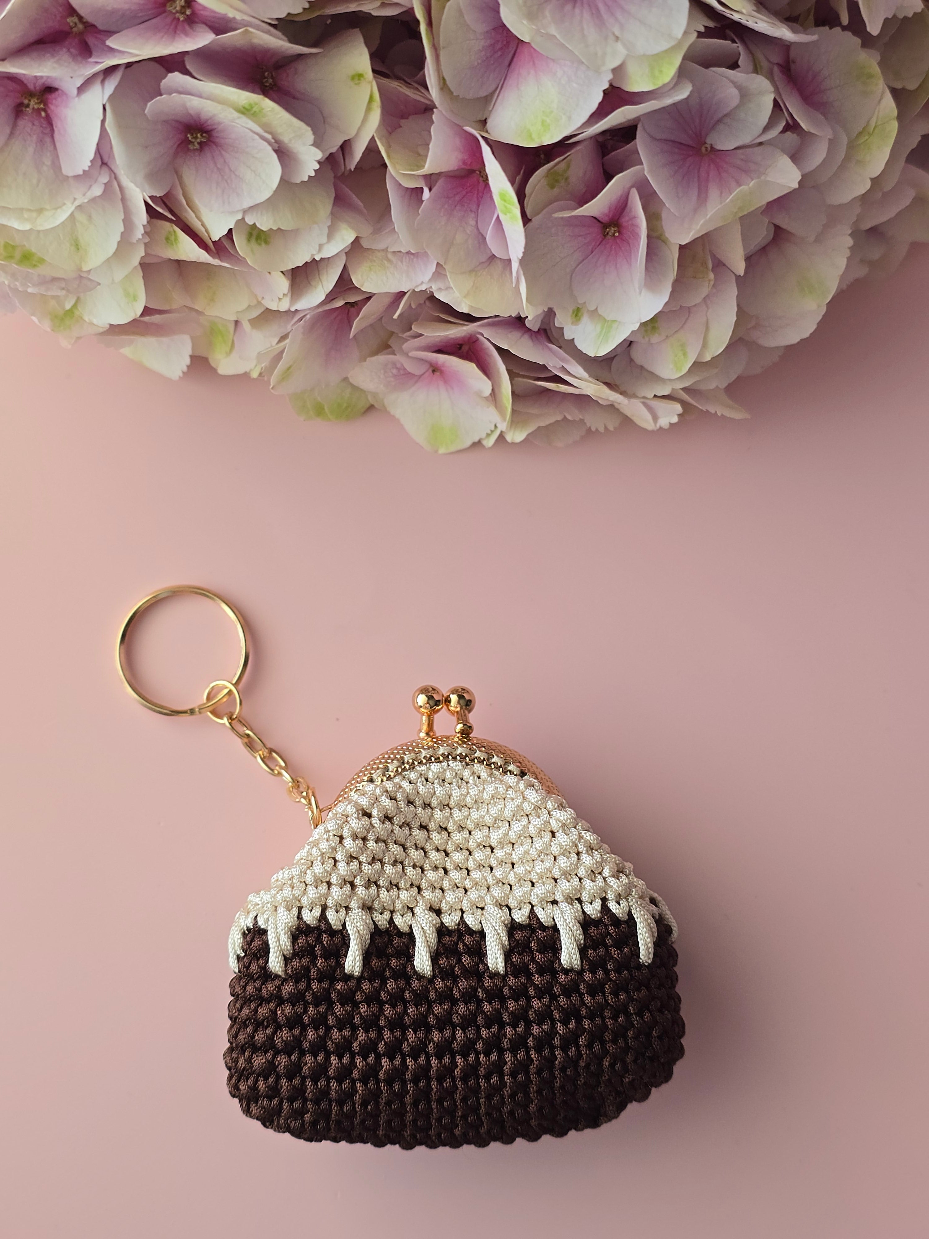 Mini Crochet Coin Purse – Chocolate Cream