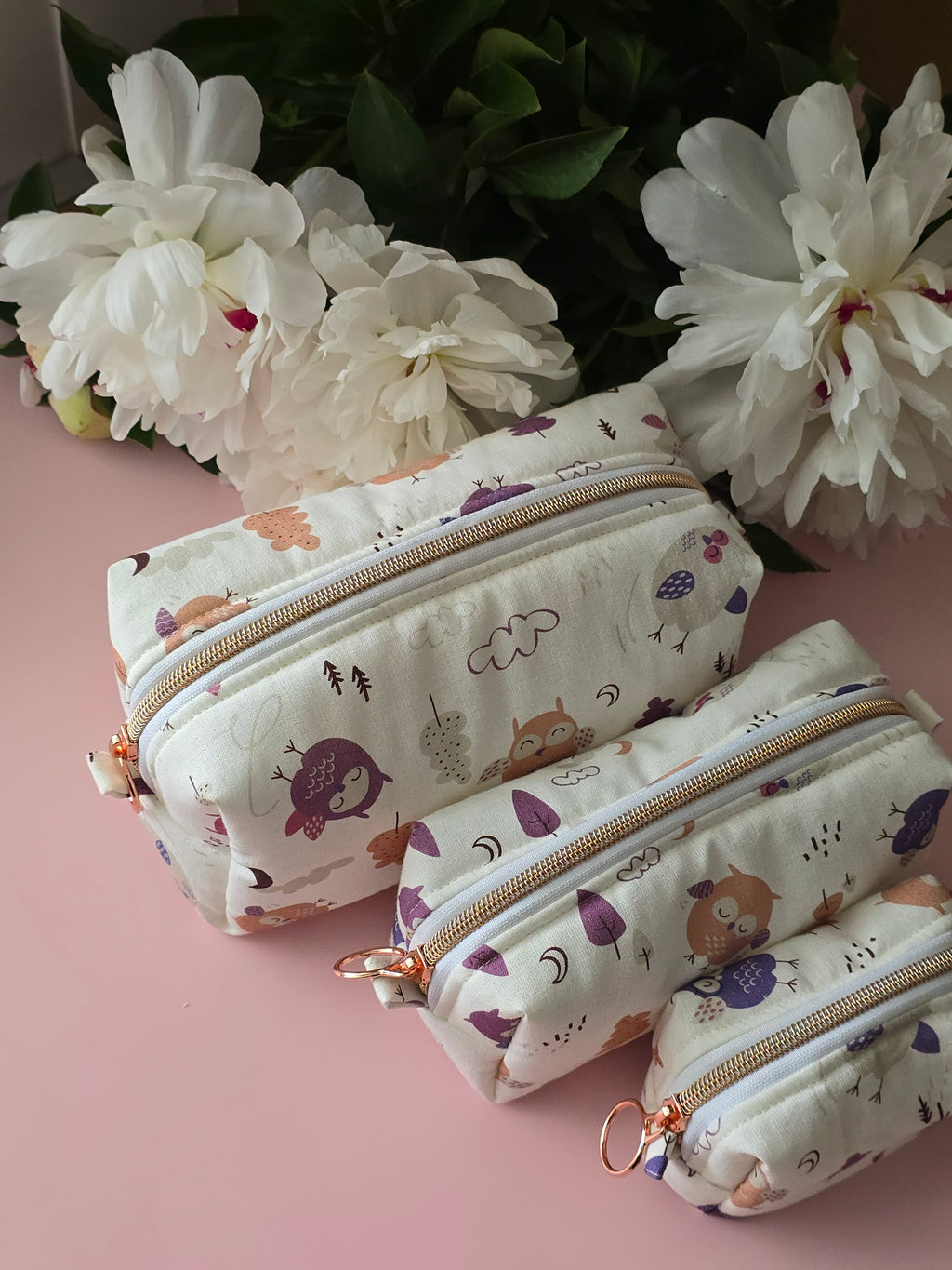 Cute Owl Cosmetic Bag Set