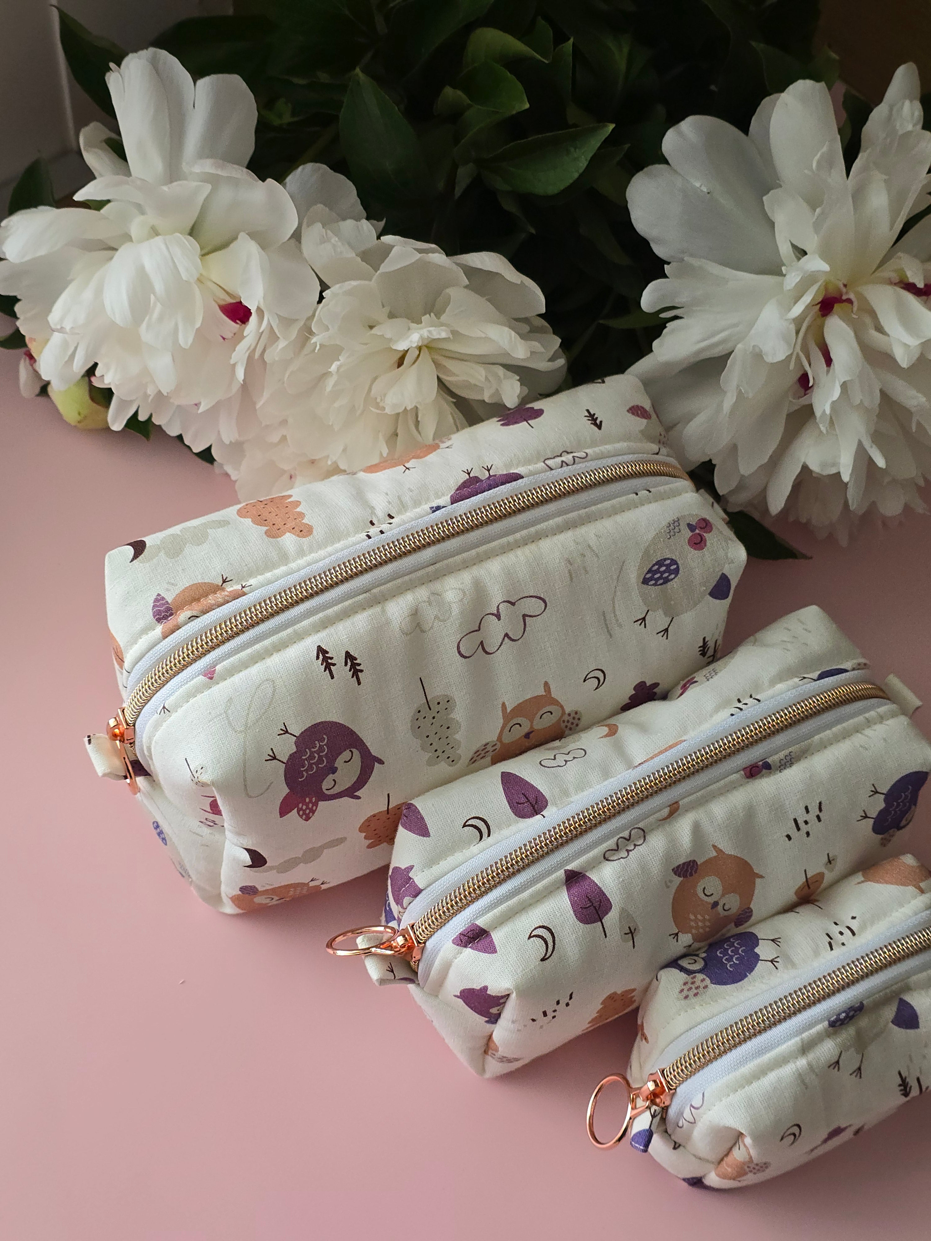 Cute Owl Cosmetic Bag Set