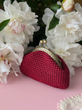 Red Crochet Coin Purse with Metal Frame