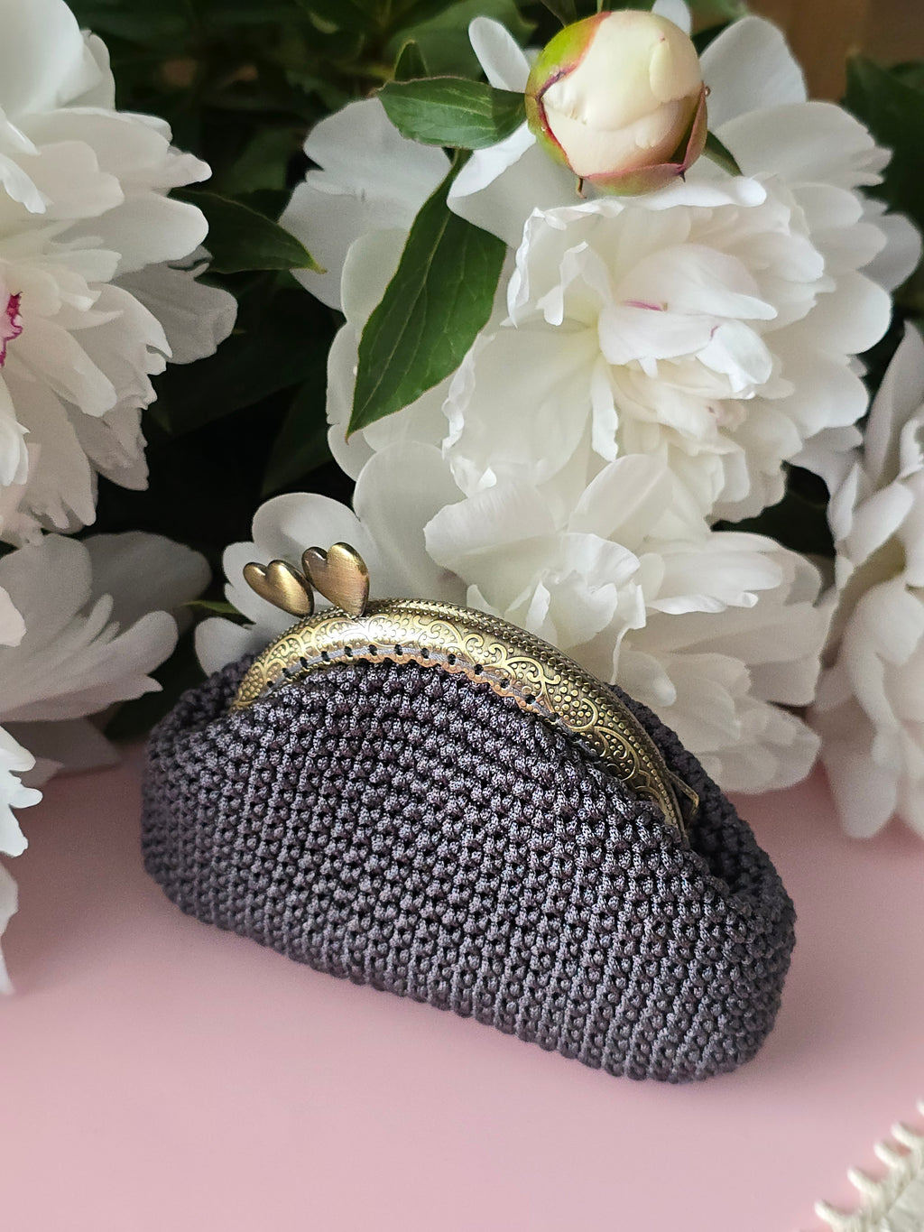 Graphite Crochet Coin Purse