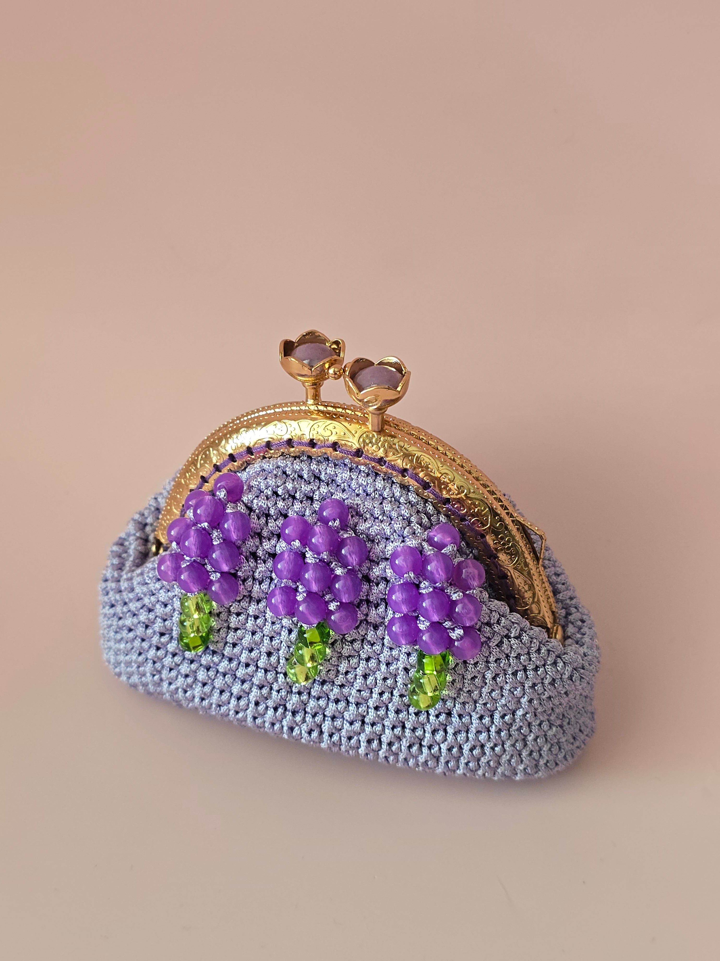 Lavender Bloom Crochet Coin Purse
