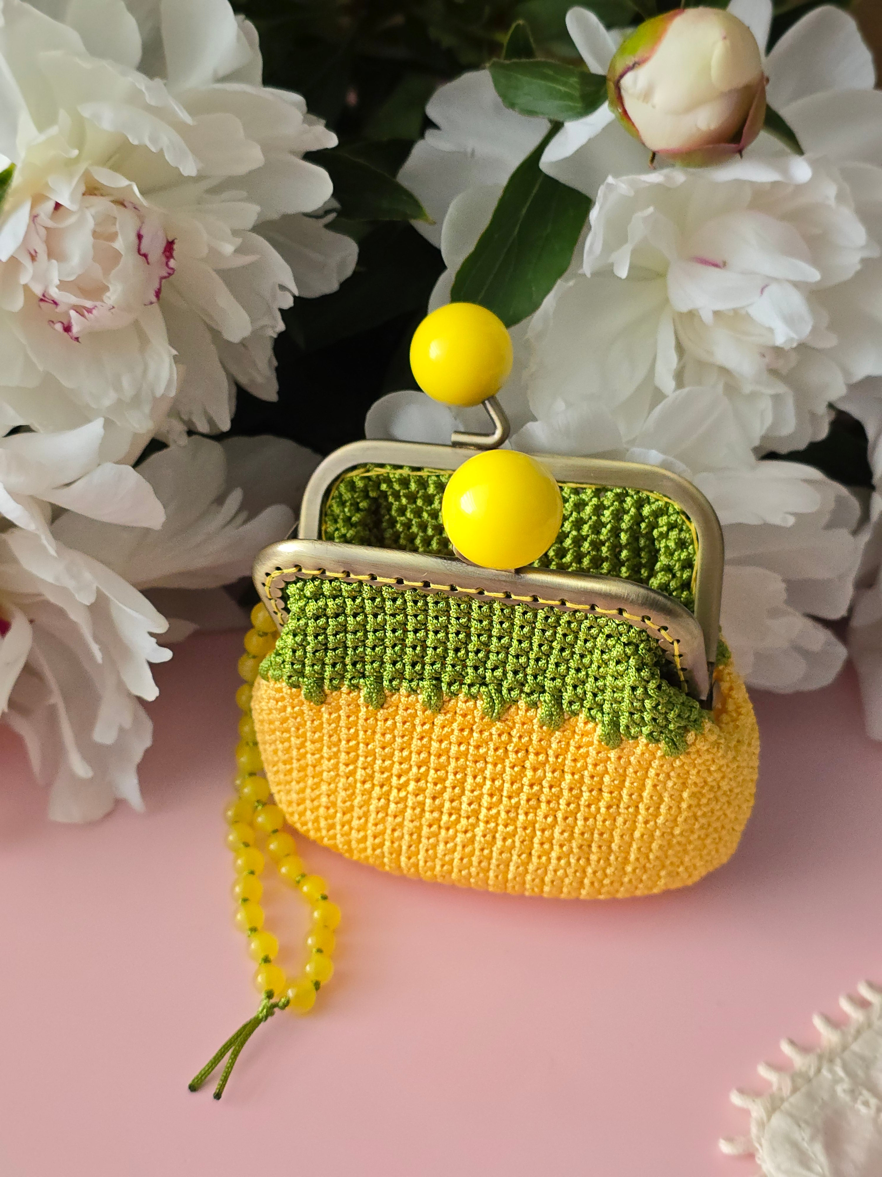 Lemon Drop Crochet Coin Purse