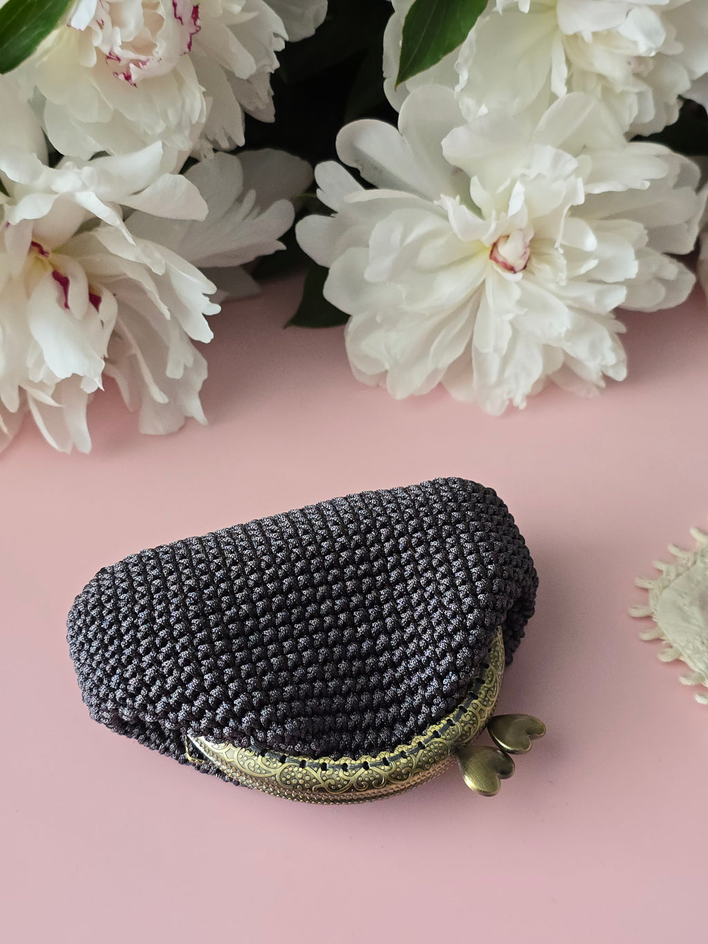 Graphite Crochet Coin Purse