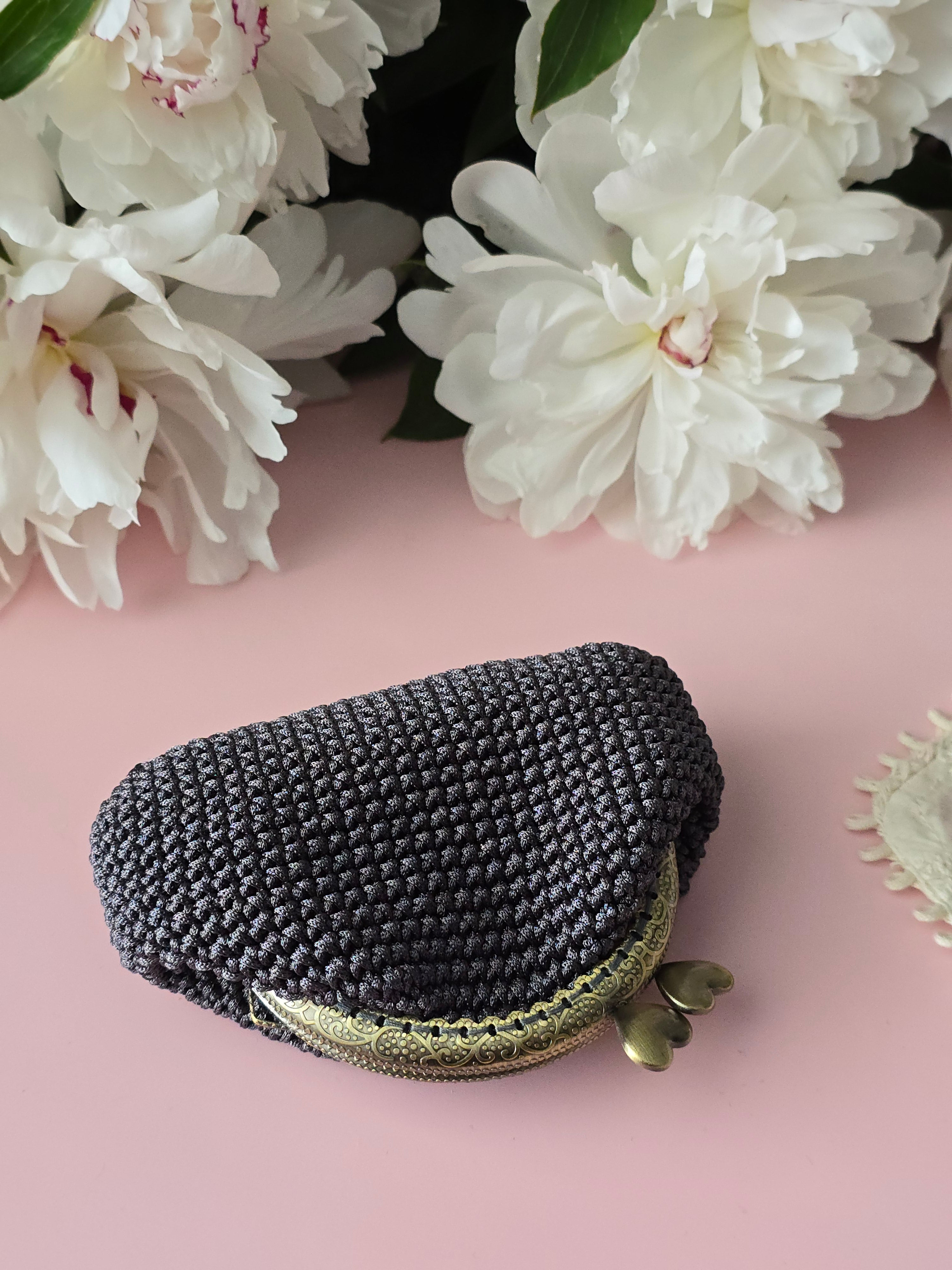 Graphite Crochet Coin Purse