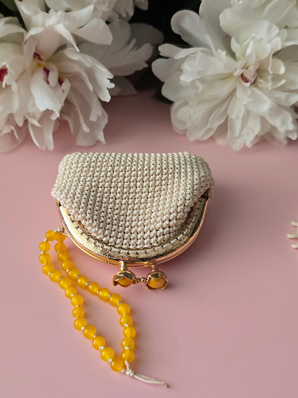 Ivory Pearl Crochet Coin Purse
