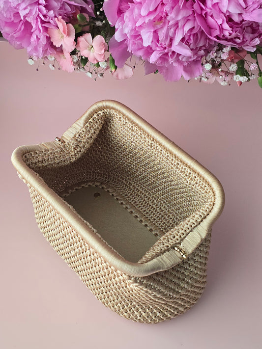 Champagne Glow Crochet Clutch