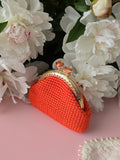 Orange Crochet Coin Purse with Gold Clasp