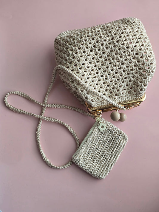 Crochet Crossbody Bag with Mini Pouch