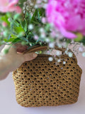 Handmade Crochet Mini Bag – Caramel Brown
