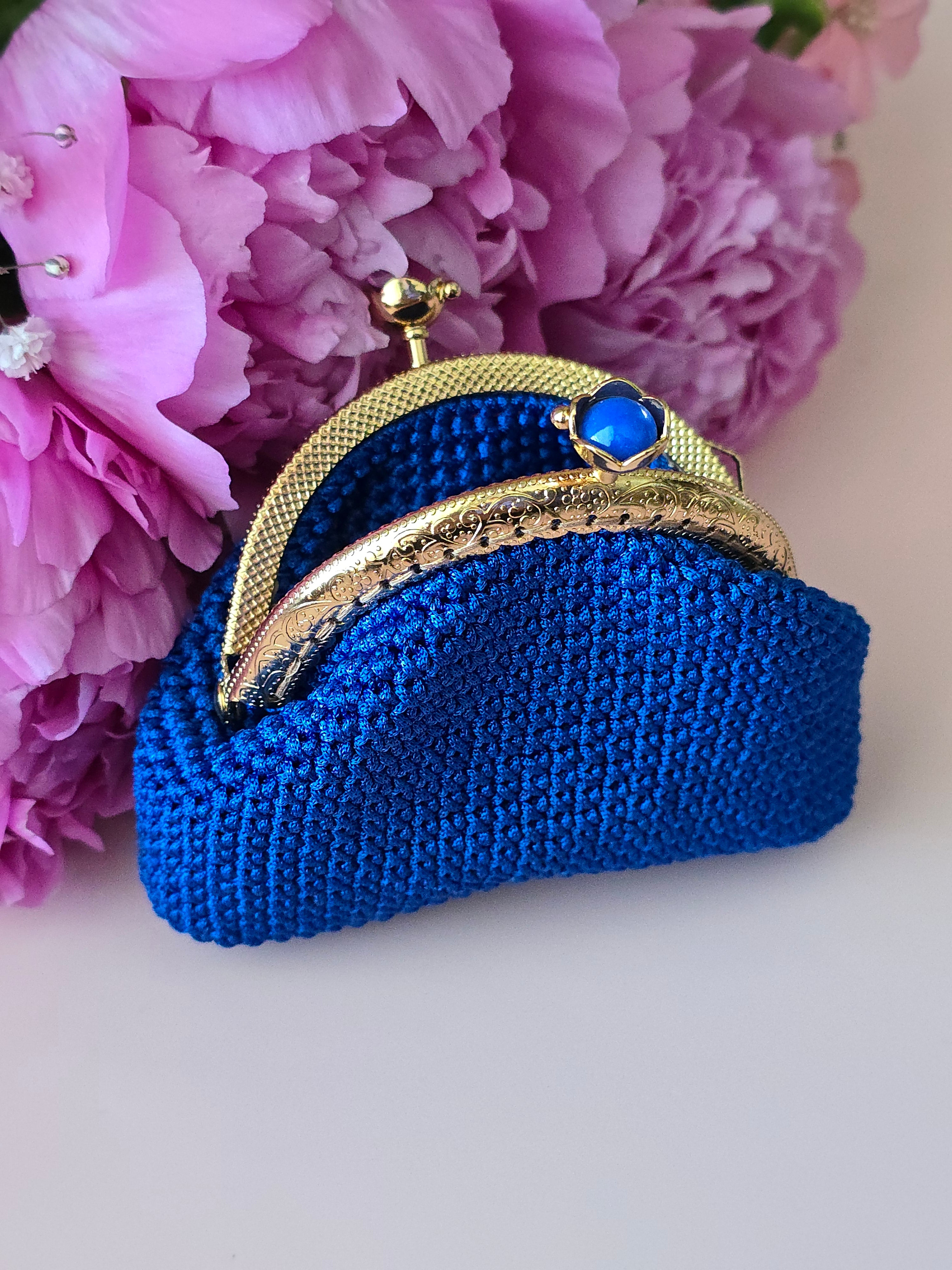 Royal Blue Crochet Coin Purse