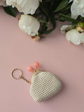 Mini Crochet Coin Pouch Keychain – Soft Beige