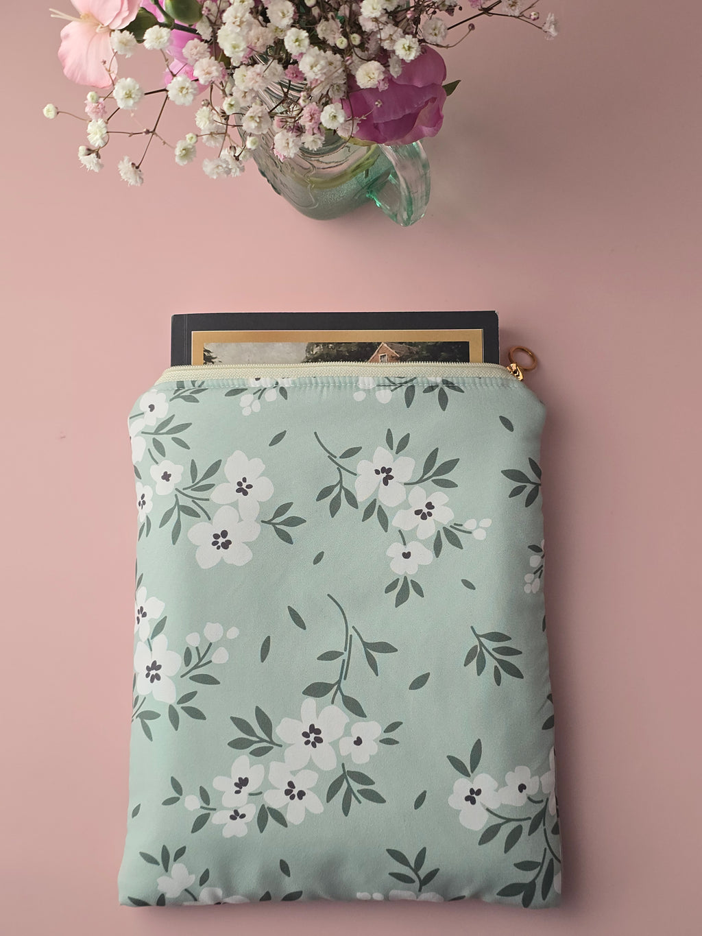 Floral Book & Tablet Sleeve – Handmade Cotton Pouch