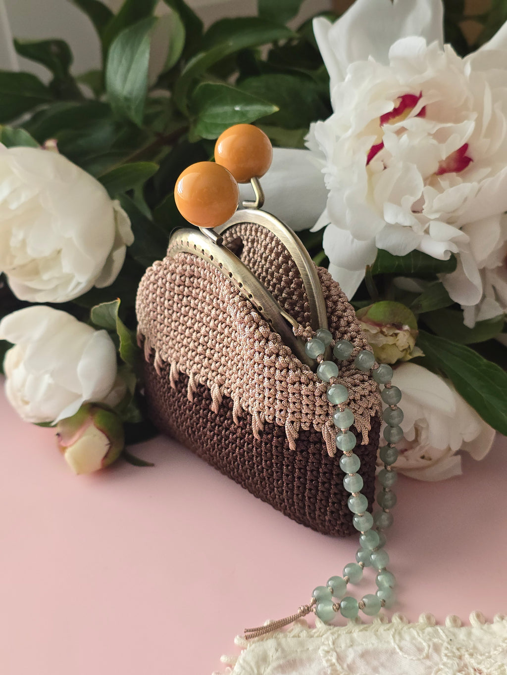 Crochet Frame Coin Purse – Two-Tone Handmade Wallet