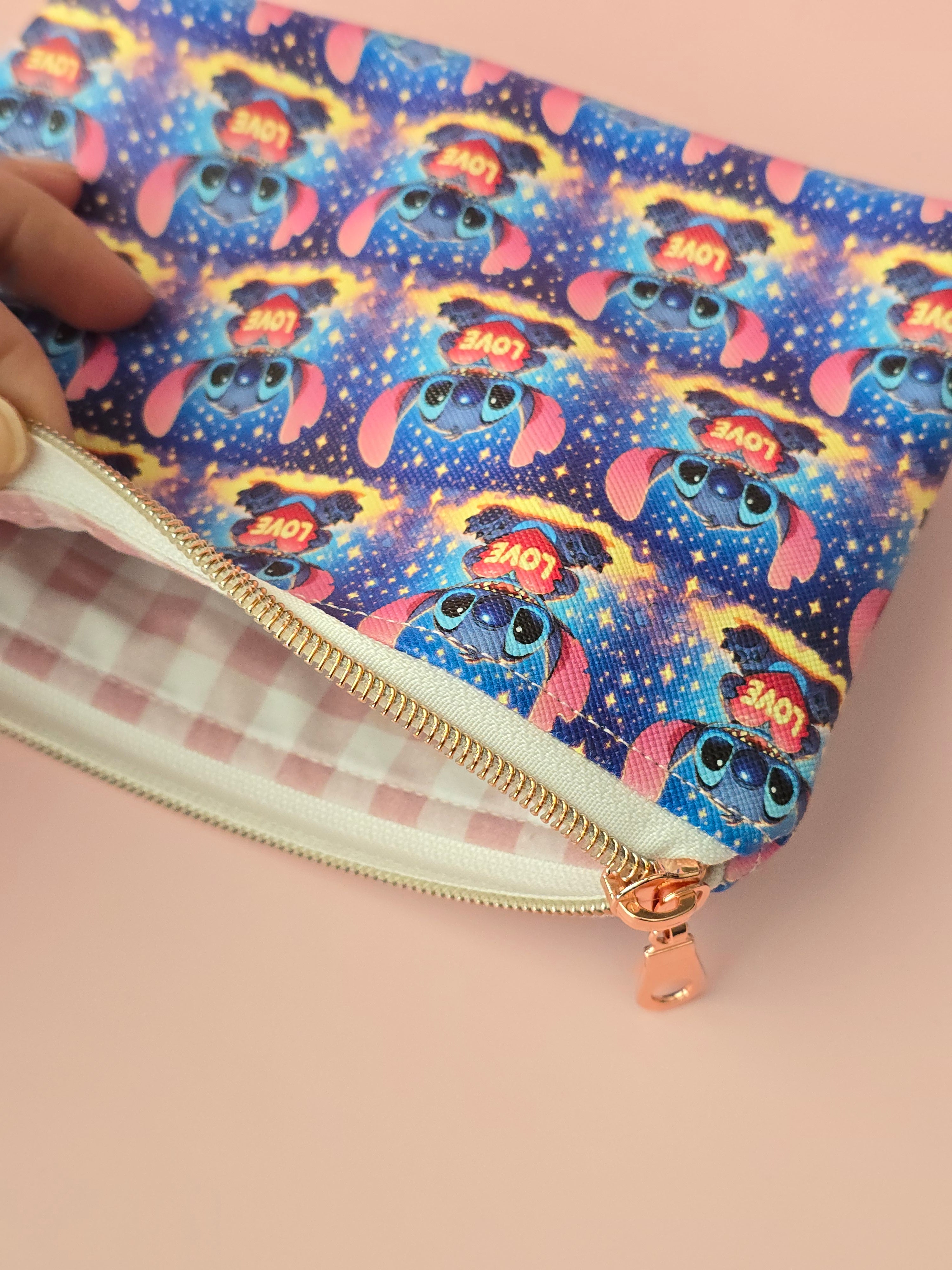 Stitch Inspired Handmade Cosmetic Pouch
